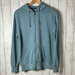 Mens Blue Zip Up Hoodie Sweatshirt Casual Lightweight Hooded Jacket